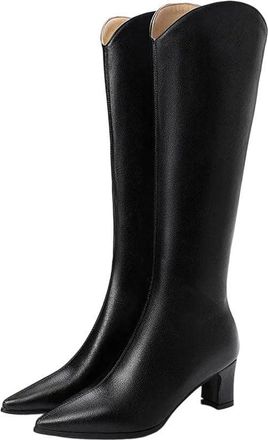 Generic Women Knee High Dress Boots High Heel Pu Leather Winter Wedding Party Elegant Long Boot