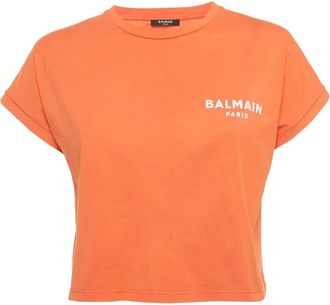 Balmain Top corto con logo - Arancione
