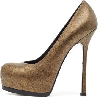 Saint Laurent Pumps in pelle con tacco 145mm - Oro