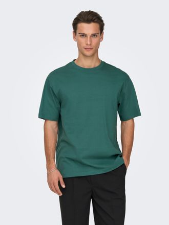 Only & Sons Rundhalsshirt ONLY & SONS ONSFRED RLX SS TEE, Herren, Gr. XXL, mallard gr&uuml;n, Single Jersey, Obermaterial: 100% Baumwolle, unifarben, relaxed fit norma