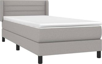 vidaXL Cama Box Spring Con Colch&oacute;n Tela Gris Claro 90x200 Cm Vidaxl