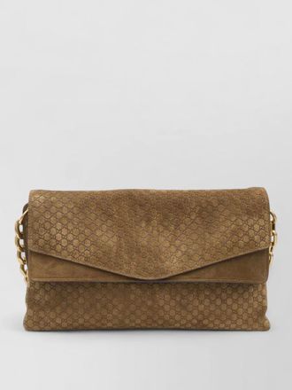 Gucci large gg suede leather chain bag