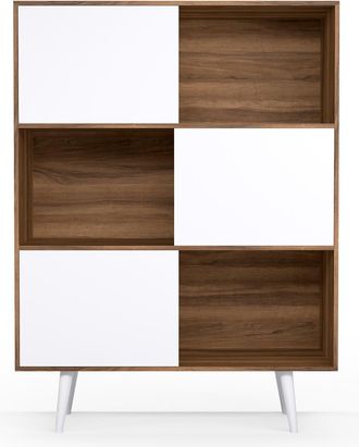HERDASA Librer&iacute;a, Aparador De La Colecci&oacute;n Nordic (881), En Melamina Con Pies De Madera De Haya. Nogal-blanco