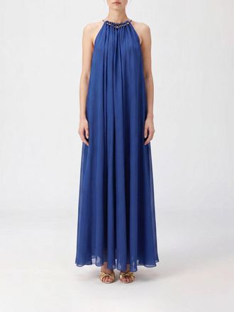 Zimmermann Pleated Silk Long Dress with Halter Neckline