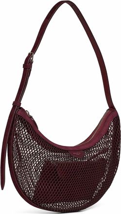 Alaia Womens Shoulder Bag Demi Lune Burgundy Lambskin