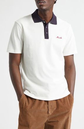 Moncler Logo Patch Cotton Piqu&eacute; Polo in Silk White at Nordstrom, Size Xx-Large