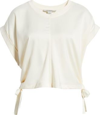 AllSaints Mira Cinched Side Satin T-Shirt in Tofu White at Nordstrom, Size X-Small