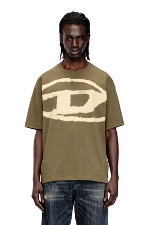 Diesel T-shirt with bleached Oval D logo - T-Shirts - Man - Green