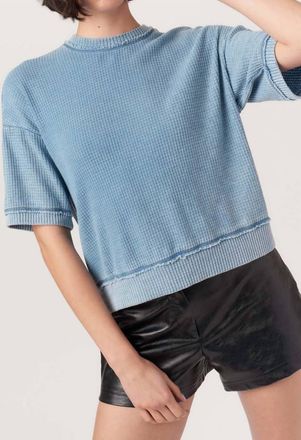 Bloomingdale's Sage Burnout Thermal Tee In Alpine Blue