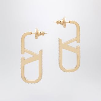 Valentino Garavani Orecchini VLogo Signature dorati con cristalli Swarovski