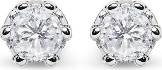 House of Brilliance 14K White Gold 2.0 Cttw Round Cut Prong-Set Diamond Crown Stud Earring at Nordstrom