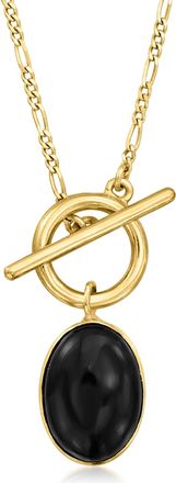 Ross-Simons Onyx Toggle Necklace in 18kt Gold Over Sterling