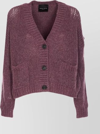 Roberto Collina v-neckline textured knit cardigan with front pockets