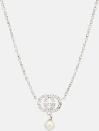 Gucci Interlocking G embellished pendant necklace