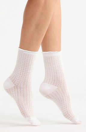 Casa Clara Love Regis Lettuce Edge Crew Socks in White at Nordstrom