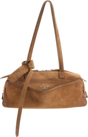 Balenciaga Small Carrie Waxed Suede Tote in 2533 Camel at Nordstrom