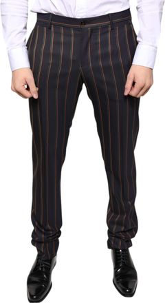 Dolce & Gabbana Brown Stripes Skinny Men Dress Pants Virgin Wool