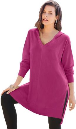 Roaman's French Terry Tunic Hoodie in Raspberry at Nordstrom, Size 28