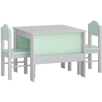 SoBuy Sobuy - Juego De Mesa Y Silla Infantil De Madera Escritorio Infantil Con 2 Sillas Muebles Infantiles Para Ni&ntilde;os Verde Y Gris Kmb88-hg Es