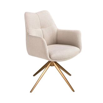 Angel Cerd&aacute; Cream Fabric Swivel Dining Chair with Bronze Legs