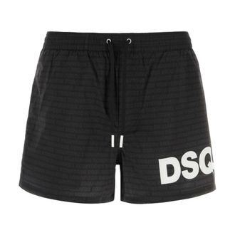 Dsquared2 Beachwear, male, Black, Size: 2XL Logo-print Swim Shorts