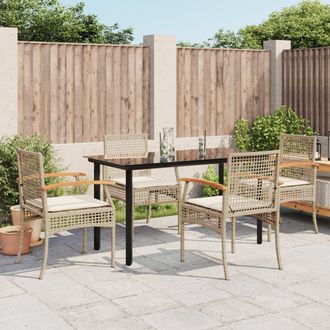 vidaXL Set Comedor De Jard&iacute;n 5 Pzas Con Cojines Rat&aacute;n Sint&eacute;tico Beige Vidaxl