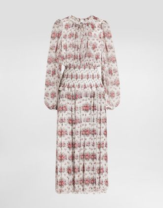 Dolce & Gabbana Small Flower Bouquets-print Long Chiffon Dress - Woman Dresses Multicolor 36