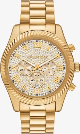 Michael Kors Oversized Lexington Pav&eacute; Gold-Tone Watch