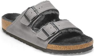 Birkenstock Womens Arizona Shearling Sandal In Iron