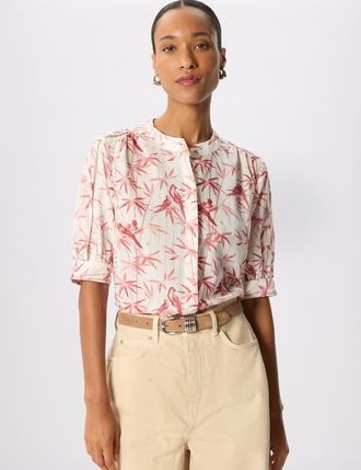 Whistles Tropical Bird Textured Shirt in Pink/multi at Nordstrom, Size 14