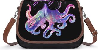 Generic Funny Colorful Squid Crossbody Bags for Women Shoulder Messenger Bag Purse Handbags