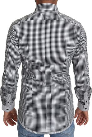 Dolce & Gabbana Black White Checkered Casual Mens Shirt