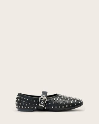 AllSaints Leather Sabine Leather Stud Shoes, Size: UK 4/ US 7/ EU 37