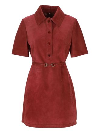 Gucci belted mini dress - women - Calf Suede - 44 - Red
