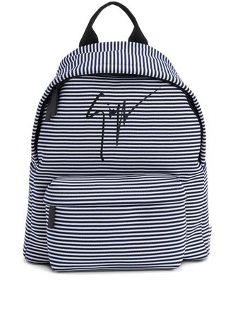 Giuseppe Zanotti striped embroidered-logo backpack - Blue