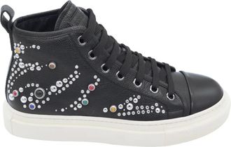 Roberto Cavalli Schoenen, Heren, Zwart, 45 EU, Leer, Kim Studs High Sneakers
