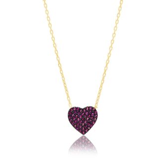 SHYMI Mini Pav&eacute; Heart Necklace -.925 Sterling Silver, 14k Gold-Plated - Rhodium Plated, Cubic Zirconia Pav&eacute; Detailing, Adjustable Chain