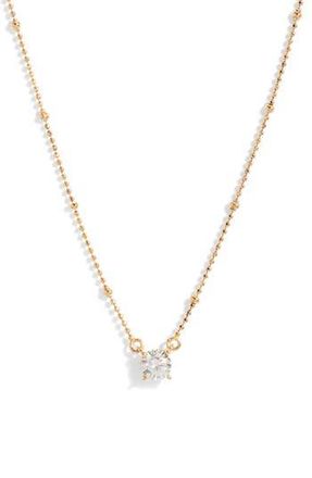 Nordstrom Demi Fine Solitaire Cubic Zirconia Necklace in 14K Gold Plated at Nordstrom Rack