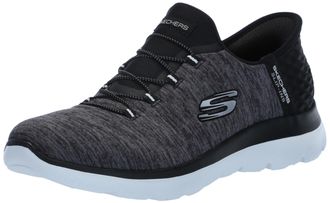 Skechers Womens Summits Hands-Free Slip-ins - Memory Foam Insole, Heel Pillow, Vegan Materials Sneaker, Black Mesh/White Trim, 2.5 UK