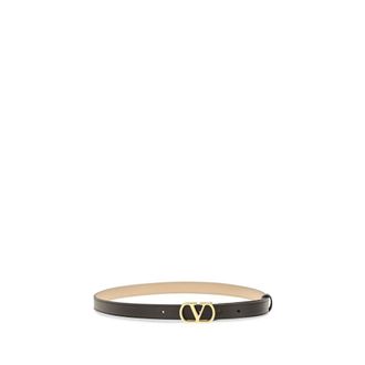 Valentino Garavani VLogo Antique-Brass Buckle Belt - Black