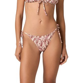 Paige Camille Side Tie Bikini Bottoms in Cream Multi at Nordstrom, Size X-Small
