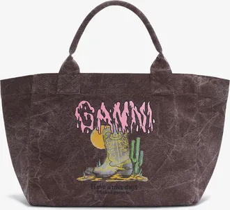 Ganni Brown Medium Western Boot Tote
