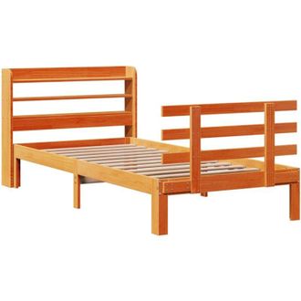 vidaXL Vidaxl - Estructura Cama Con Cabecero Madera Pino Marr&oacute;n Cera 100x200 Cm