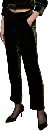 L'agence Rebel Velvet Trouser In Deep Olive