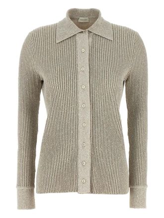Magda Butrym Marled ribbed-knit cardigan - women - Polyester/Viscose - 34 - Grey