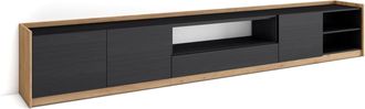 Skraut Home Skraut Home - Mueble Tv, Televisi&oacute;n, 310x37x50cm, Para Tv Hasta 80, Negro Y Roble