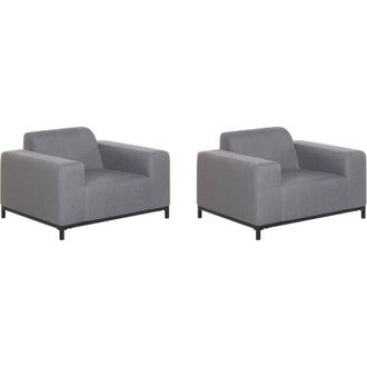 Beliani Set of 2 Modern Outdoor Indoor Armchairs Grey Fabric Black Legs Rovigo