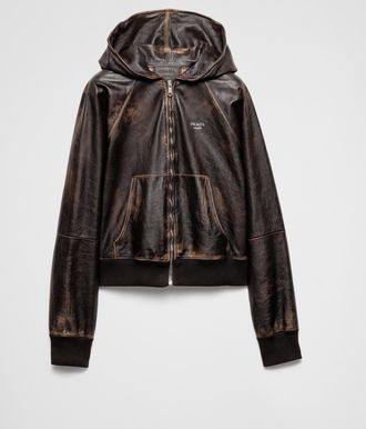 Prada Nappa leather hoodie jacket