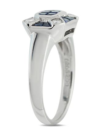 Luxury Bazaar Anello in platino con diamante e zaffiri - Argento