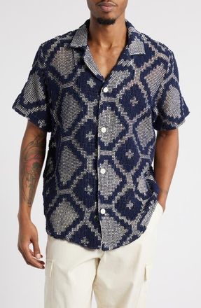 OAS Trastevere Cuba Crochet Camp Shirt in Muli at Nordstrom, Size Xx-Large